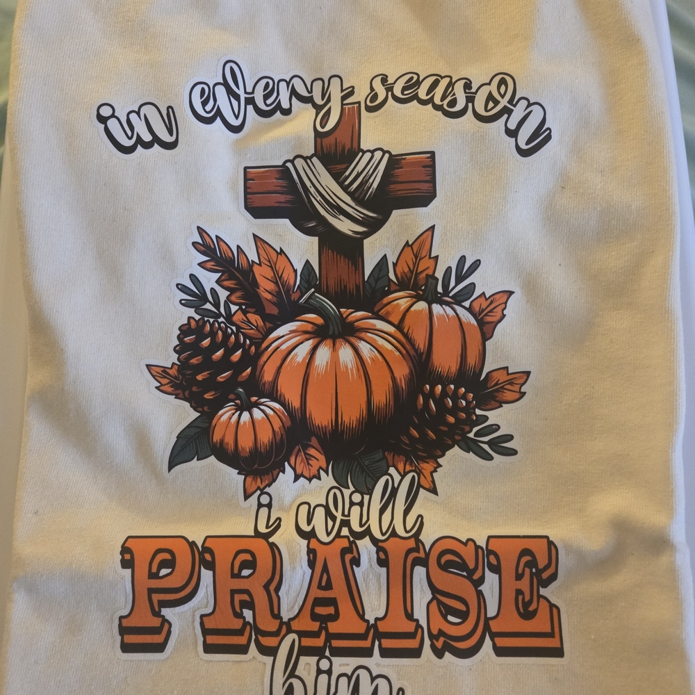 Gildan White Short Sleeve Tee with Fall Design